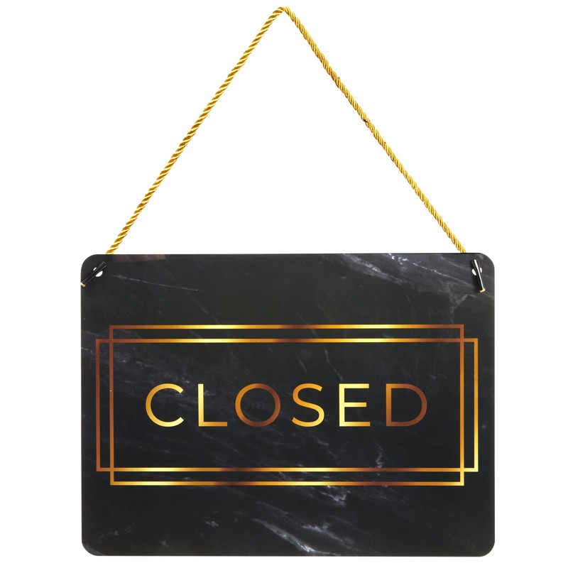 2-Pack Double Sided Open Closed Sign for Business Door, Gold