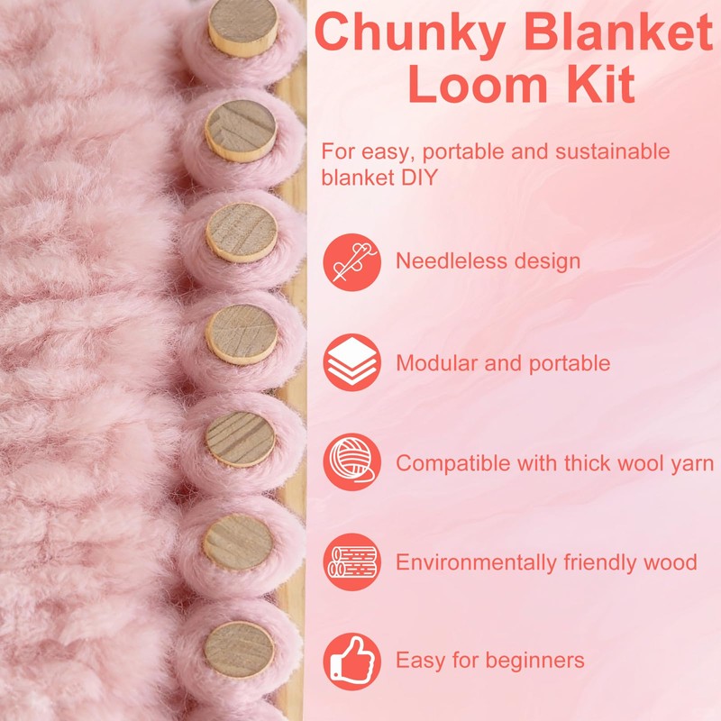 LWITDOG 60" Chunky Blanket Loom Kit, Adjustable Size Chunky Yarn