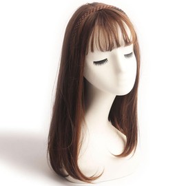 SLTXLNXH Wide Messy Braided Headband With Teeth Synthetic Hair Plaited Headband High Elasticity Braids Fishtail Braided Hair Band Hairpiece for Girls Women (Double strands dark brown)