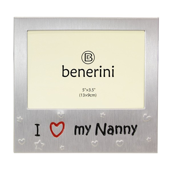 benerini ' I Love My Nanny ' - Photo Picture Frame Gift - 5 x 3.5 - Aluminium Silver Colour Gift for Her