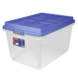 Hefty 72 Qt. Clear Storage Bin with Blue HI-RISE Lid