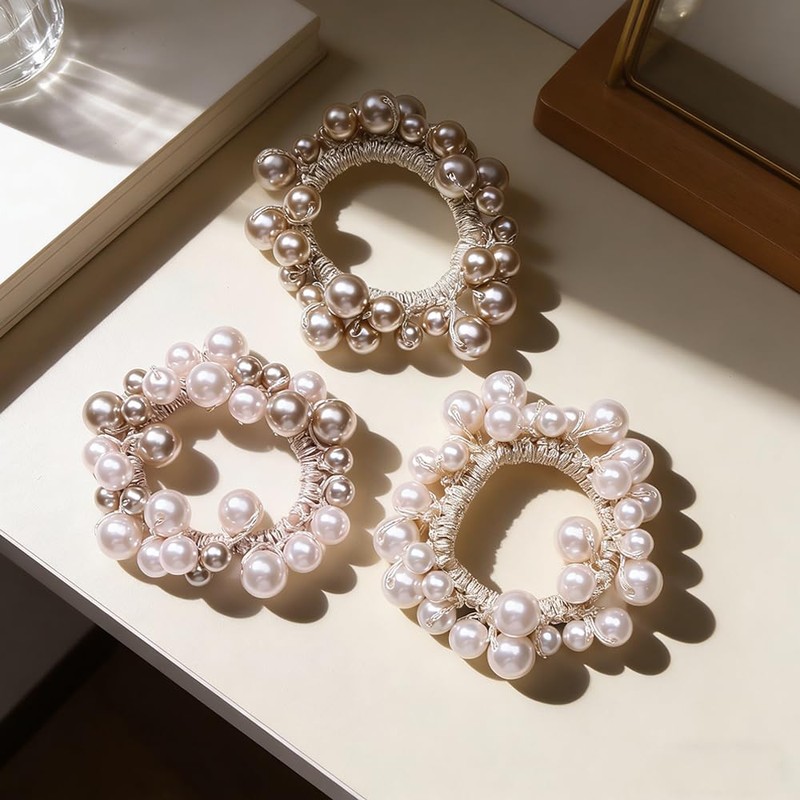 KUAIDHFK ヘアゴム ヘアアクセサリー 3点セット シュシュ パールゴム レディース 髪飾り 髪留め ヘアタイ