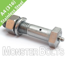 MonsterBolts 3/4" x 3-1/2" 316 Stainless Steel Axle Bolt Kit - For Boat Lift Aluminum Sheave