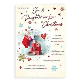 Piccadilly Greetings Piccadilly Greetings Photo Christmas Card Son & Daughter in Law - 9 x 6 inches