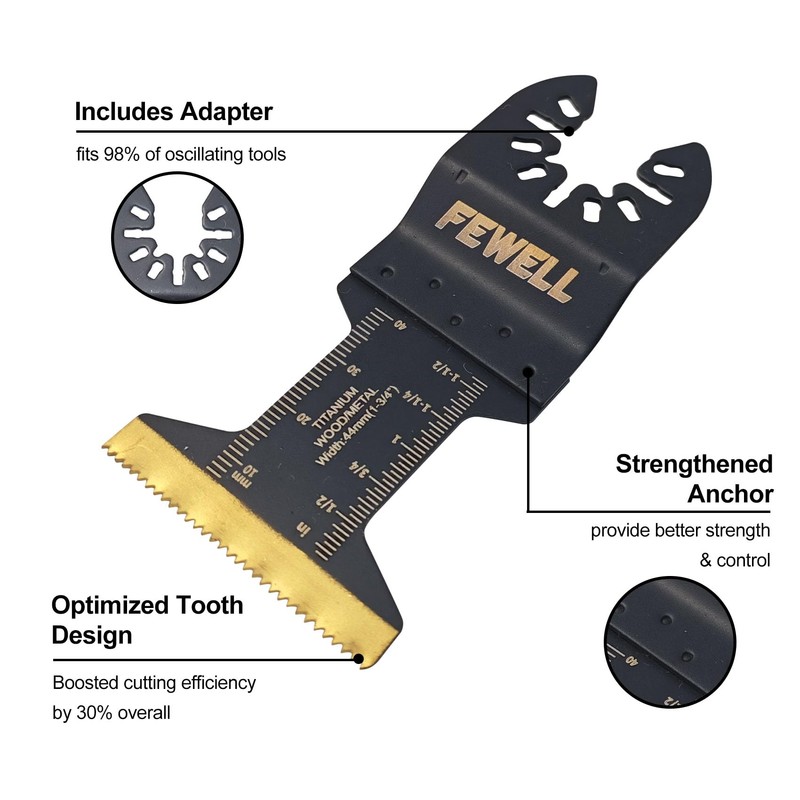 FEWELL 20PCS Titanium Oscillating Saw Blades, Universal Multitool Blades for
