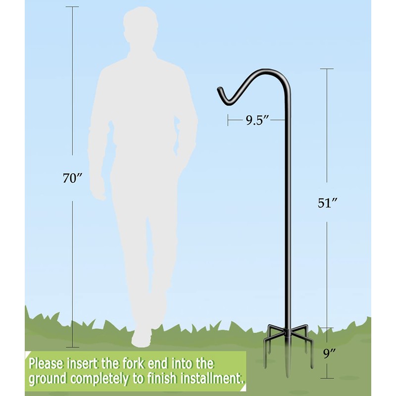 Garbuildman 60 Inch Tall Shepherd Hooks with 5-Forked Base, Adjustable