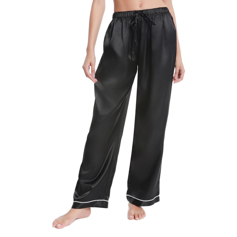Lavenderi Women's Silk Satin Pajama Pants, Long Sleep Pants with
