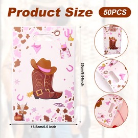 50pcs Cowboy Gift Bags, Western Theme Goodie Bags Decorative Western Cowboy Party Favor Treat Wrap Supplies Party Favor Supplies for Storing Snack Candy