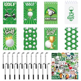YIQXKOUY Golf Party Favors Includes 24 Pcs Golf Ballpoint Pens 8 Pieces Journal Notebook 50 Pieces Cute Stickers for Birthday Party Sports Event Goodies Bags Filler