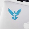 Transparent Decal Stickers of Dove with Cross 01 (Azure Blue)