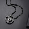 HMOOY Dumbbell Necklace, Titanium Stainless Steel Dumbbell Pendant Necklace Dumbbell