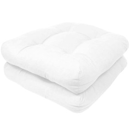 Casual U-Shaped Reversible Seat Pads Patio Chair Cushions Set of 2 | 19.0 in. L X 19.0 in. W X 5.0 in. H Size | Weatherproof Tufted with Soft & Plush Filling | Pretty Pure White Color Solid Pattern