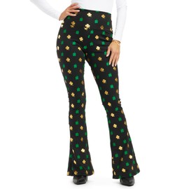 Tipsy Elves Women's St. Patrick's Day My Lucky Metallic Flare Leggings Size Medium