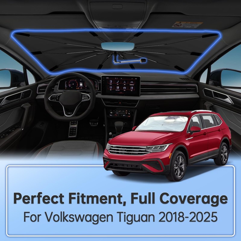 Windshield Sun Shade Umbrella for Volkswagen Tiguan 2018-2025, 360 Rotation