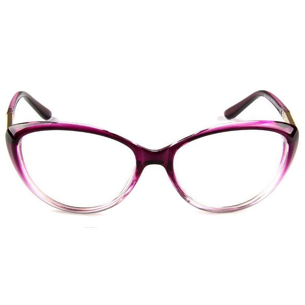COMPUTER Optical Blue Light Blocking Anti-fatigue Cat Eye Frame Clear Glasses (Purple, Clear)