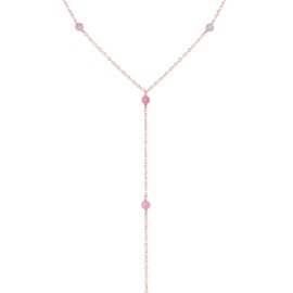 Pink Peruvian Opal Dainty Y Necklace in 14k Rose Gold Fill