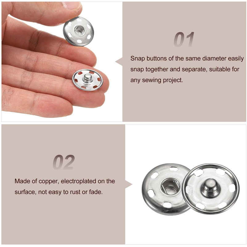 sourcing map 5 Set Sew-on Snap Buttons 10mm Metal Snap