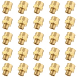 LTWFITTING Brass BSP Pipe Fitting 3/8-Inch x 1/8-Inch Female BSPP Reducing Coupling Water Boat (Pack of 25)