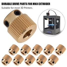 Richer-R 3D Printer Extrusion Gear 3D Printer Accessories High Quality Brass Drive Gear for MK7 MK8 Extruder (10 Pack) (40 Teeth)