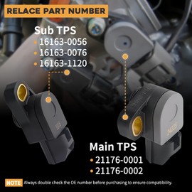 2Pcs Main & Sub Throttle Position Sensor Compatible with Kawasaki Ninja ZX6R ZX6RR 2003-2006 Fit for Kawasaki Vulcan 900 2006 2007 Replaces 16163-0056 21176-0002 16163-0076 16163-1120 21176-0001
