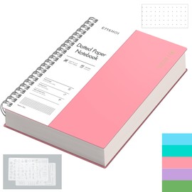 EMSHOI A4 Spiral Notebook Bullet Dotted Journal, 11.2" X 8.27", 300 Pages/150 Sheets, 100gsm Dot Grid Paper, Waterproof Softcover, Twin-Wire Binding, for School Work Writing Note Taking-Pink