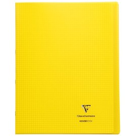 Clairefontaine - Ref 984606C - Koverbook Side Stapled Notebook (24 Sheets) - A4+ in Size, Square Ruling, Polypro Cover, 90gsm Brushed Vellum Paper - Yellow Cover