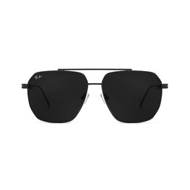 Pro Acme Vintage Oversized Square Aviator Sunglasses, Heavy Duty Metal Frames with Glass Lenses for Men & Women (Black/Black)