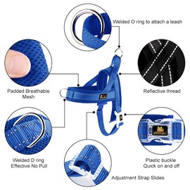 Plutus Pet No Pull Dog Harness with Breathable Mesh Padded, Adjustable Reflective Escape Proof Dog Harness, Quick Fit Dog Vest Harness for Small Medium Large Dogs(L, Navy Blue)