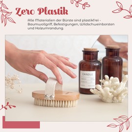 Oval Body Brush without Plastic, Dry Brush, Exfoliating Brush, Massage Brush, Exfoliating Body, Brush for Removing Dead Skin, Improves Lymphatic Functions