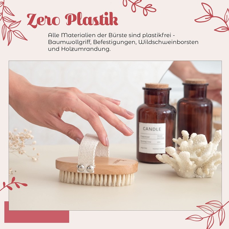 Oval Body Brush without Plastic, Dry Brush, Exfoliating Brush, Massage