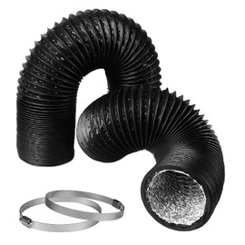Dryer Vent Hose 3 Inch Air Duct 16 Feet Flexible Adjustable PVC Heavy-Duty Four-Layer Air Duct Hose with 2 Screw Clamps for HVAC Ventilation (Black)