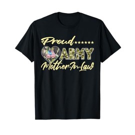 Proud Army Mother-In-Law US Flag Dog Tag Military Mom Family T-Shirt for Men Women