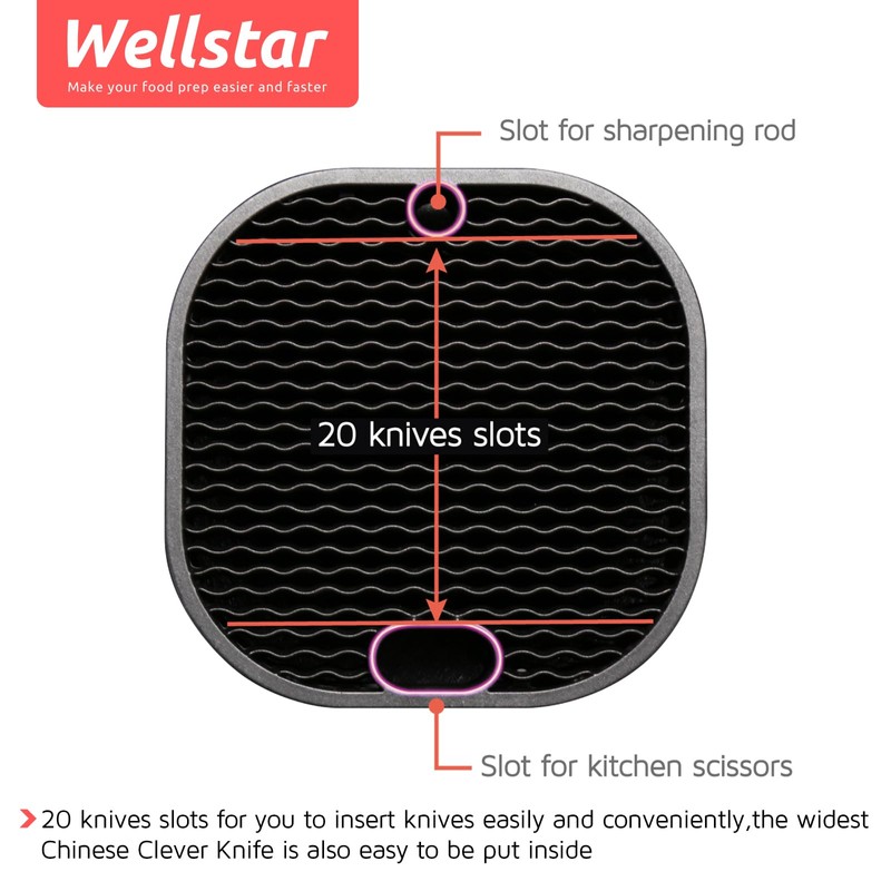 Universal Knife Block for Kitchen, WELLSTAR Knife Holder without Knives,