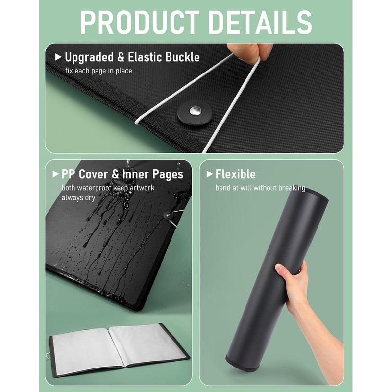Nicpro 12x18" Art Portfolio Folder, 30 Pockets Display 60 Pages