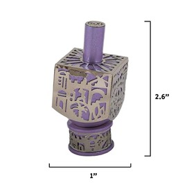 Yair Emanuel Decorative Dreidel with Jerusalem Cutout and Stand | Hanukkah Sevivon Gift Jewish Decorations (Purple, Medium)