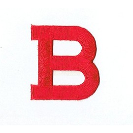 Alphabet Letter - B - Color Red - 2 Inch Block Style - Embroidered Iron on Patch