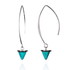 Namana Turquoise Long Statement Earrings for Women, Silver Dangle Earrings with Turquoise Stones, Long Silver Drop Earrings for Women with Elegant Turquoise Stones, Turquoise Jewellery for Women