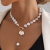 CLOACE Boho Pearl Necklace Gold Layered Beaded Necklaces Pendant Beach