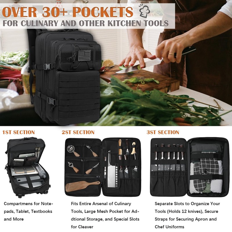 SunForMorning Chef Knife Bag, Knife Bags for Chefs Professional, Chef