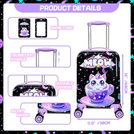 Inprof Kid’s Luggage Set 2 Piece Suitcase Set 16’’ Hardside Luggage with Spinner Wheels Girls Carry on Toddler Luggage Travel Rolling Luggage Airline Approved