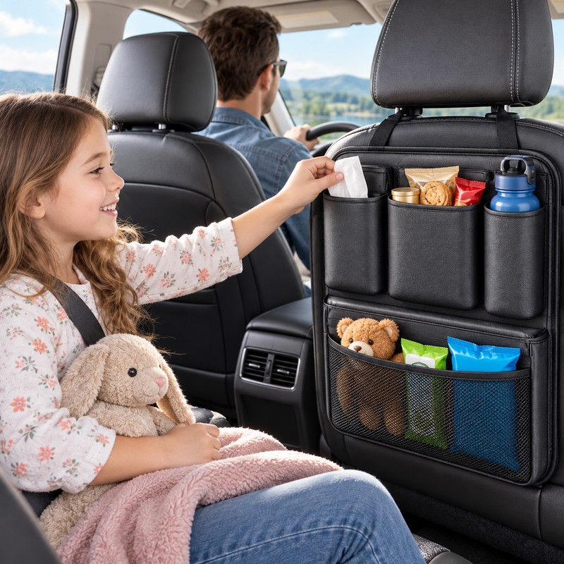 Car Seat Back Organizer – Large Capacity Rear Seat Hanging