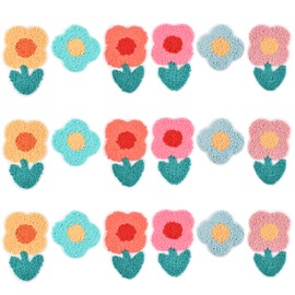 Redvigh Flower Chenille Patches 18PCS, Flower Iron on Patches Chenille Patch Iron/Sew On Embroidered Cloth Patch for Clothes Dress Repair Accessories