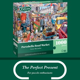 Falcon Portobello Road Market - 1000 Piece Jigsaw Puzzle for Adults - Beautifully Illustrated 1000Pc Adults Jigsaw Puzzle, Fun Activity for Home, Rainy Days Puzzles, Birthday Jumbo