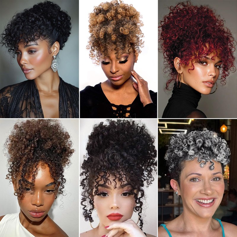 GOTEFERBE Drawstring Ponytail for Black Women, Afro Puff Kinky Curly