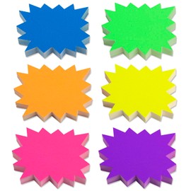 FACATH 300 Pieces Starburst Signs Fluorescent Signs Starburst Signs for Retail Price Tags Signs Sale Tags Signs for Retail Garage and Sale Supplies Price Tags Signs (6 Colors, 7.5 x 9.5 cm)