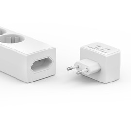 Hama Steckdosenleiste 5-fach, 2x USB C, mit Schalter, 1,4m (Steckdosenleiste mit Schalter, mit USB, 5er, Mehrfachsteckdose, Mehrfachstecker, mit Berührungsschutz, 45°, Steckdosenadapter) weiß