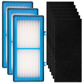 (9 Pack) 3 HEPA Filters + 6 Carbon Booster Filters Compatible With Holmes AER1 Type Total Air Filter, HAPF30AT And HAP242-NUC, Replacement HEPA Filter Kit (3 HEPA Filters + 6 Carbon Booster Filters)