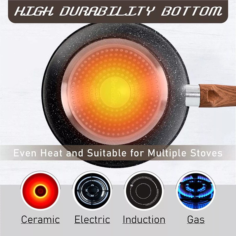 Kitchen Academy 12 Piece Induction Pots & Pans Set Granite