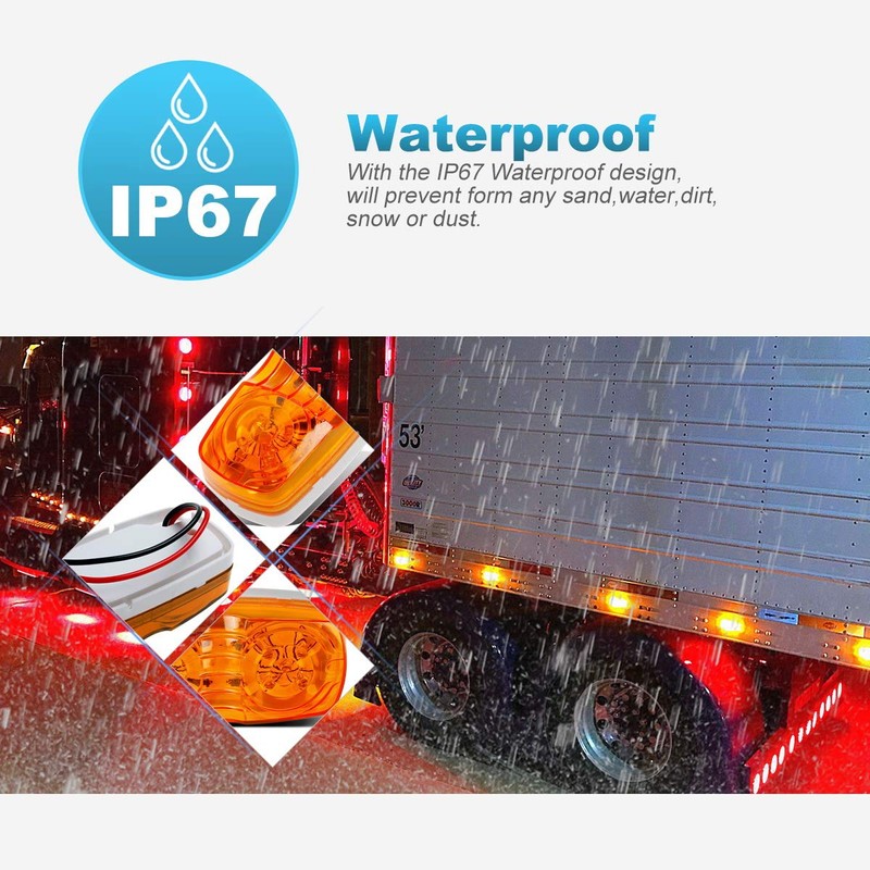 Partsam Five Trailer Marker LED Light Double Bullseye Amber 10