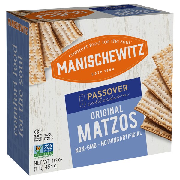 Manischewitz Matzos 454g, Plain Original Matzo, Kosher for Passover, Just 2 Ingredients, Nothing Artificial